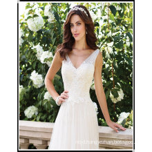 Alibaba new design wedding dress sexy sleeveless backless chapel train dresses lace applique ball gown wedding dress